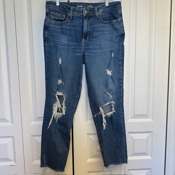 Old Navy Women's Distressed‎ O.G. Straight High-Rise Raw Hem Jeans Size 12 - Picture 1 of 7